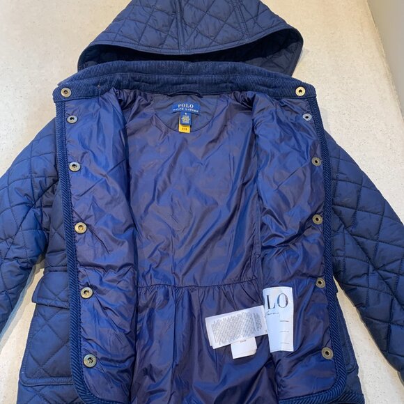 Polo Ralph Lauren Girls Quilted Hooded Jacket – Navy Blue, Size 6 - Picture 7 of 7